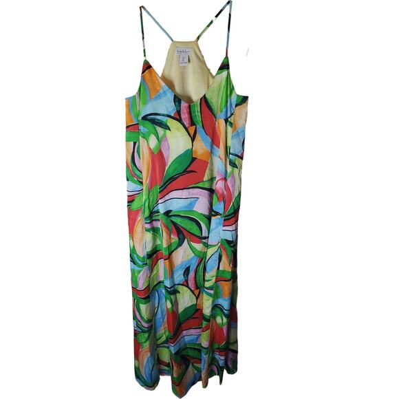 Nicole Miller Colorful Halter V-Neck Maxi Dress, NWOT, Small - Picture 1 of 6